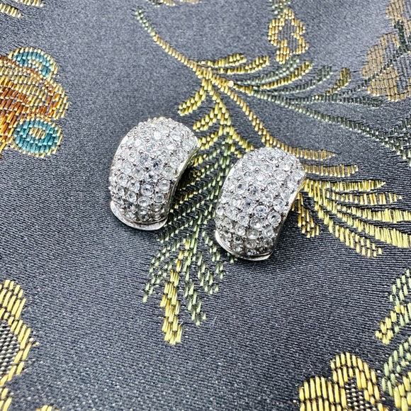 Vintage signed Christian Dior rhinestone clips on earrings(1 missing stone)